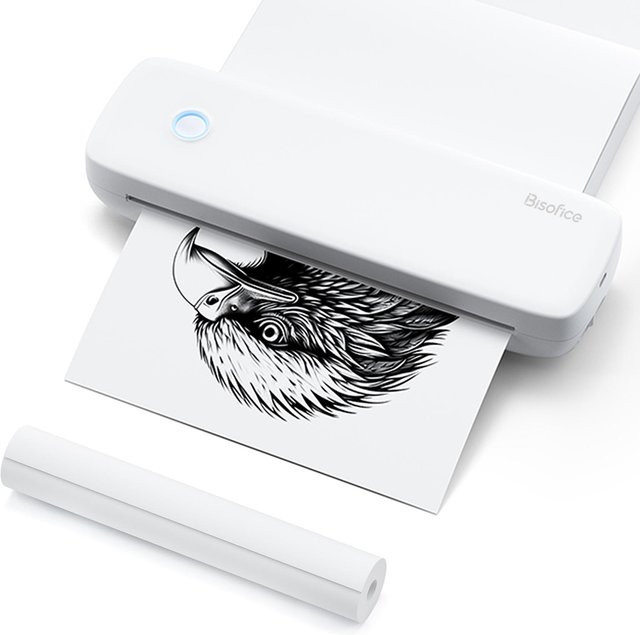 Bisofice A4 Tragbarer Thermotransferdrucker, kabellos und USB-Verbindung, Weiß - Bild 1
