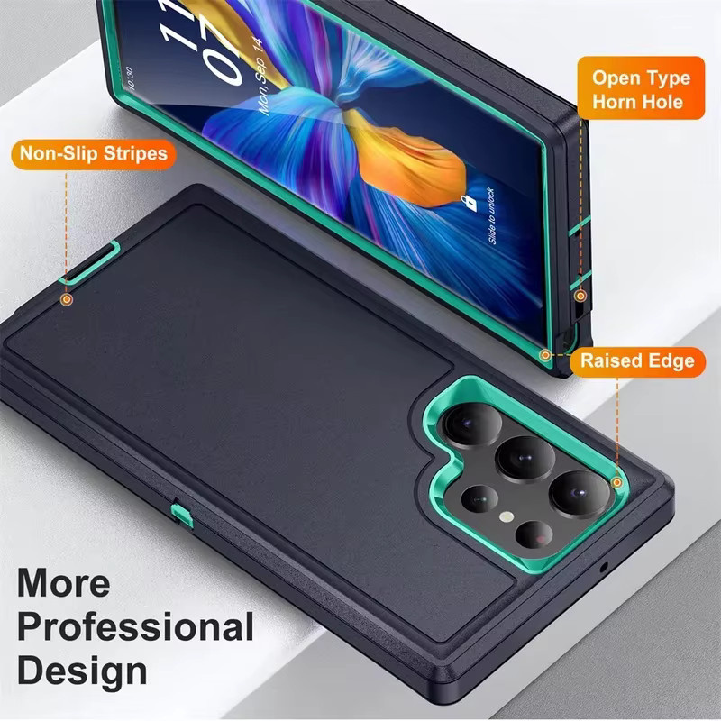 Stoßfeste Militär-Handyhülle für Samsung Galaxy S26 S25 S24 S23 S22 S21 S20 Ultra Plus mit Halterung aus hartem PC und TPU in Blau oder Lila - Bild 3