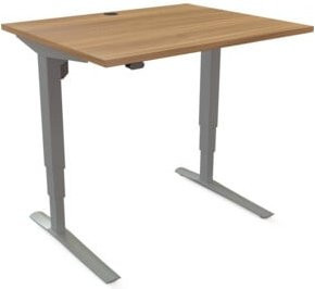 STIER Elektrisch höhenverstellbarer Steh-Tisch 501-43 in Nussbaum Melamin matt, B/T: 100 x 80 cm