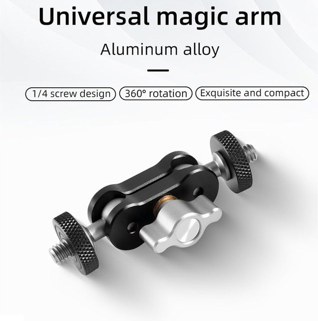 GOT-TOG Doppelkugel-Adapter mit Kugelkopf-Montage in Schwarz, maximale Belastbarkeit 2 kg, 1/4 Zoll Anschluss - Bild 1