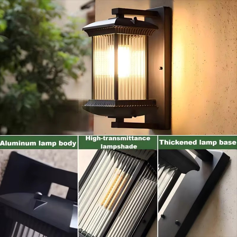 MING&BEN Moderne LED Außenwandleuchte aus Aluminium in Schwarz mit transparentem Glas für Garten und Balkon - Bild 4