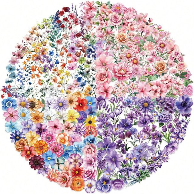 200 Stück Transparente Blumensticker von Binchi Outdoor Product für Scrapbooking und Bastelarbeiten in Multicolour - Bild 1
