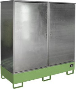 Gefahrstoffschrank Bauer Südlohn GS-2 aus Stahlblech für 2 x 200 l Fässer, grün, B/T/H: 168,0 x 69,0 x 178,0 cm - Bild 1
