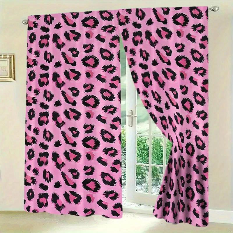 Tonnika Chen Gardinen im Leopardenmuster in Rosa aus Polyester, 2er-Set, B: 150 cm, H: 200 cm - Bild 3
