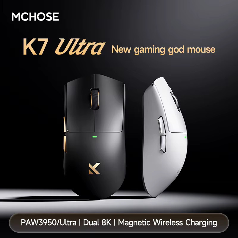 MCHOSE K7 Ultra Wireless Gaming Maus in Schwarz mit PAW3950 Sensor, 4200 DPI und 750 IPS für E-Sport und Büro - Bild 2