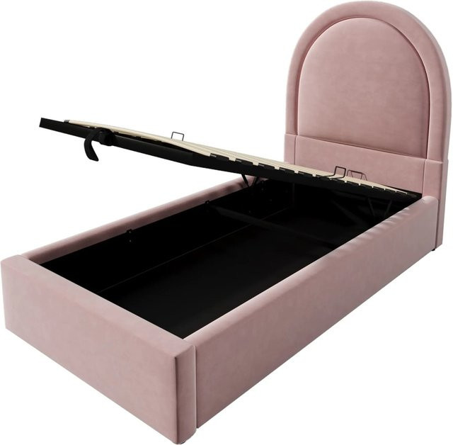 Merax Kinder Polsterbett mit Lift-up-Funktion in Rosa, Samt, B/T/H: 90 x 190 x 91 cm - Bild 1