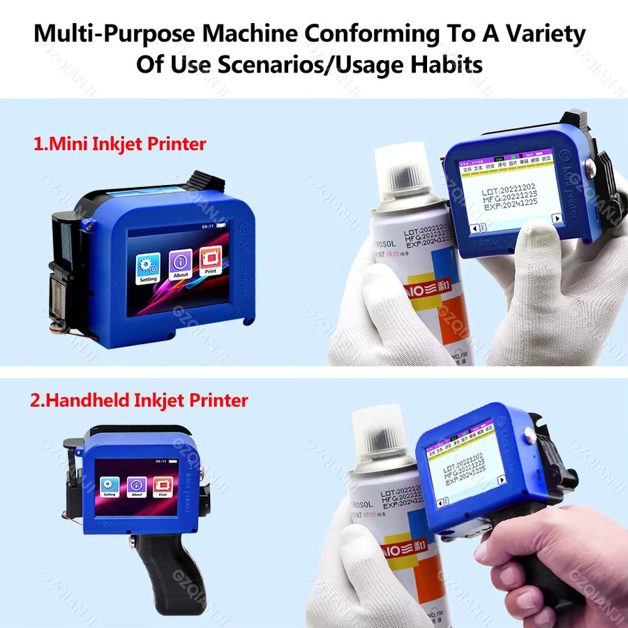 Tragbarer Mini-Tintenstrahldrucker zur Etikettencodierung für Text, QR-Code, Barcode, Bilder und Logos in Blau, Druckhöhe 2–22,7 mm - Bild 3