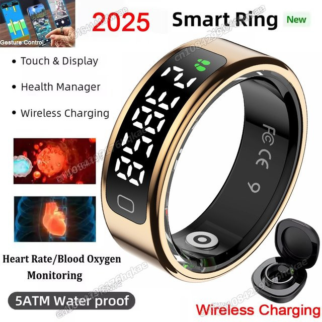 Ola Esporte Smart Ring mit GPS, LED-Anzeige, Herzfrequenz- und Blutsauerstoffmessung, IP68 und 5ATM wasserdicht, Unisex - Bild 1