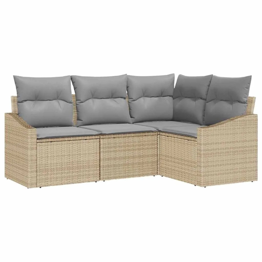 vidaXL Garten-Sofa-Set 4-teilig aus Poly-Rattan in Beige mit Polstern für Terrasse und Garten - Bild 2