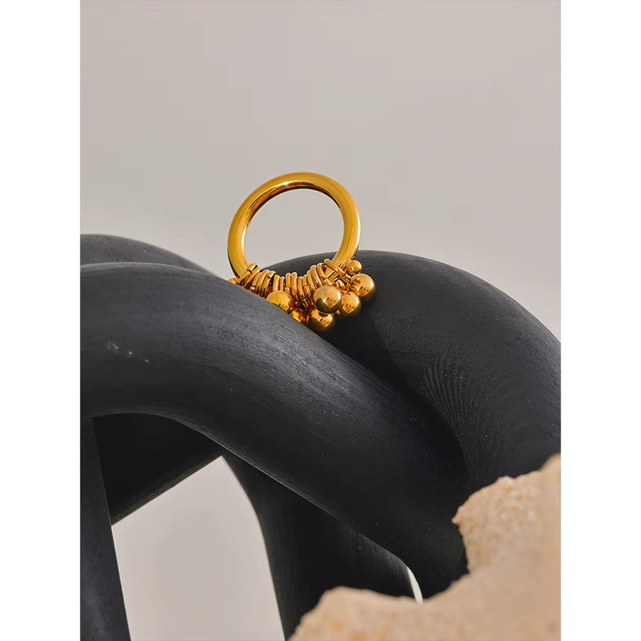 Yhpup Ring Edelstahl, Gold, Perlen, Unisex - Bild 4