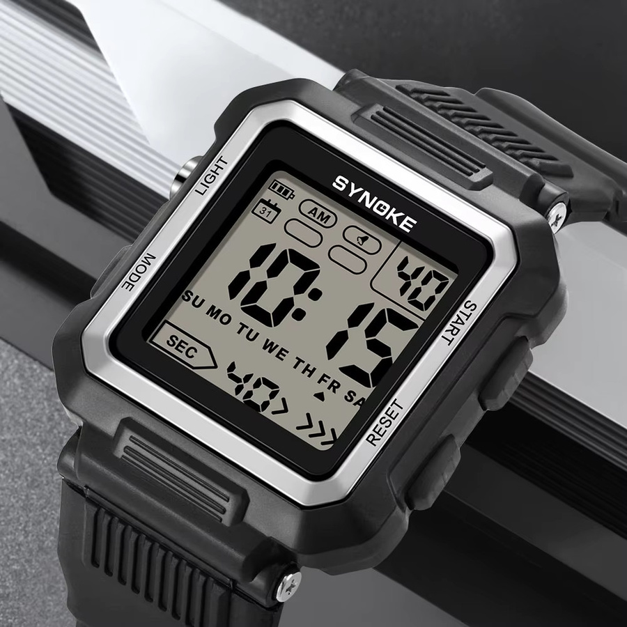 SYNOKE Digitaluhr, Chronograph, Kunststoff, Schwarz, Unisex - Bild 4