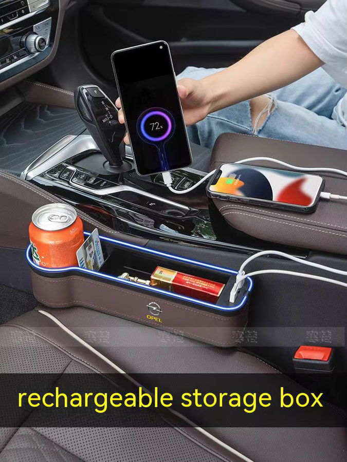 Opel OPCline Autositz-Lücken-Aufbewahrungsbox mit USB-C-Ladefunktion und Stimmungsbeleuchtung in Schwarz für Astra, Corsa, Insignia, Mokka, Vectra, Zafira und Tigra - Bild 2