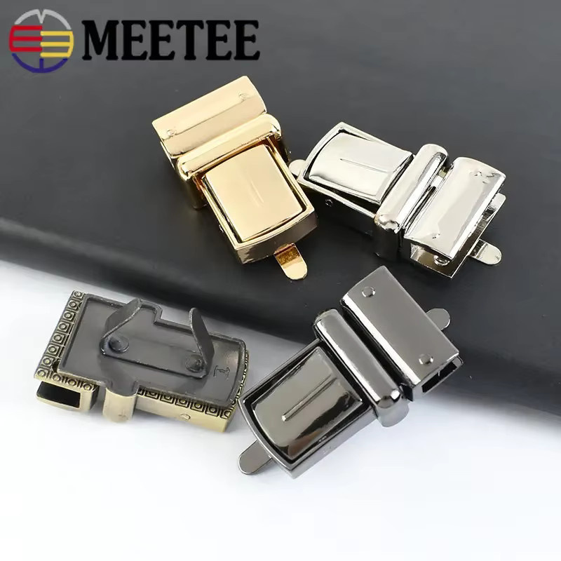 Meetee Metall-Taschenverschlüsse Set in Schwarz, 2/4 Stück Drehverschlüsse für Handtaschen und Geldbörsen, DIY Hardware Ersatzteile, B: 22 mm, H: 38 mm - Bild 3