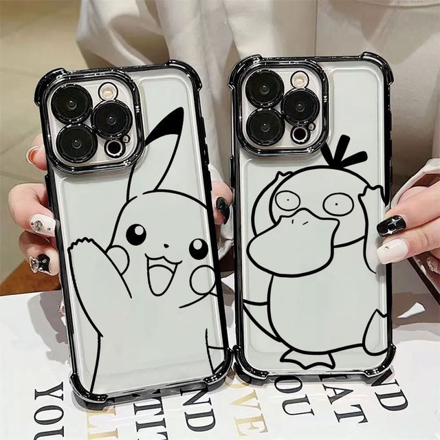 Line P Pokemon Pikachu Psyduck Handyhülle für Xiaomi 17T Pro 15T 14T 13 15 F8 Ultra Poco X7 F7 X3 X6 F5 M7 M8 Pro Max Cover transparent - Bild 1