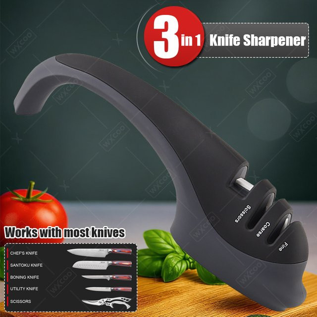 WXCOO Professioneller Handmesser-Schärfer in Schwarz mit Grob- und Fein-Schleifstufen - Bild 1