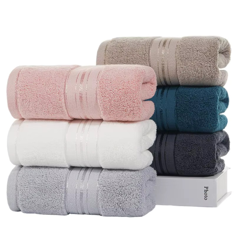 Inyahome Baumwollhandtücher aus weichem Terry-Stoff, schnelltrocknend und hochabsorbierend, Weiß und Blau - Bild 3