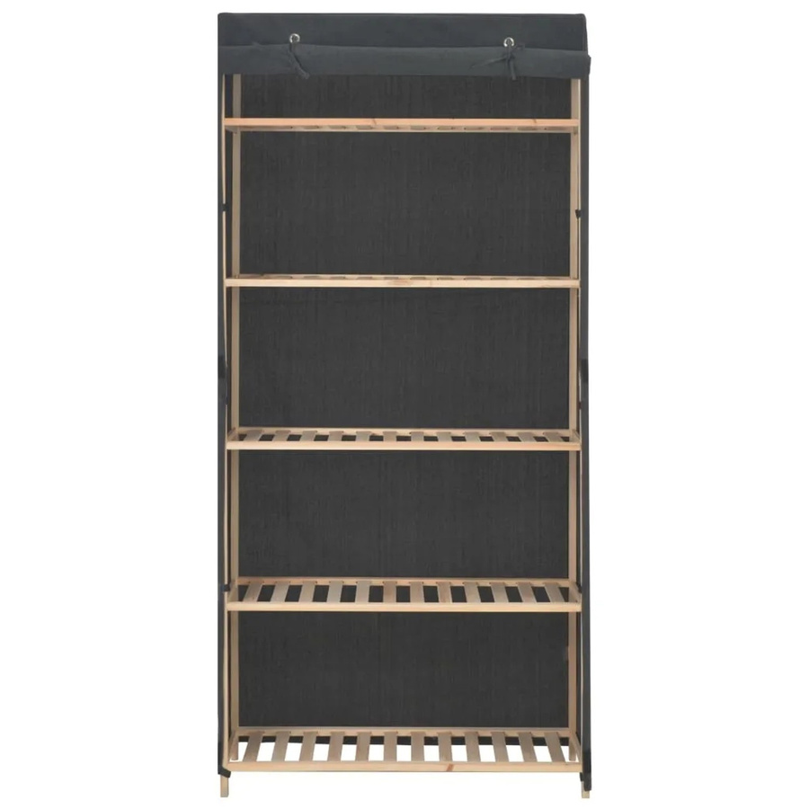 vidaXL Kleiderschrank Grau aus Stoff mit Kleiderstange und Regalfächern, B/T/H: 79 x 40 x 170 cm - Bild 2