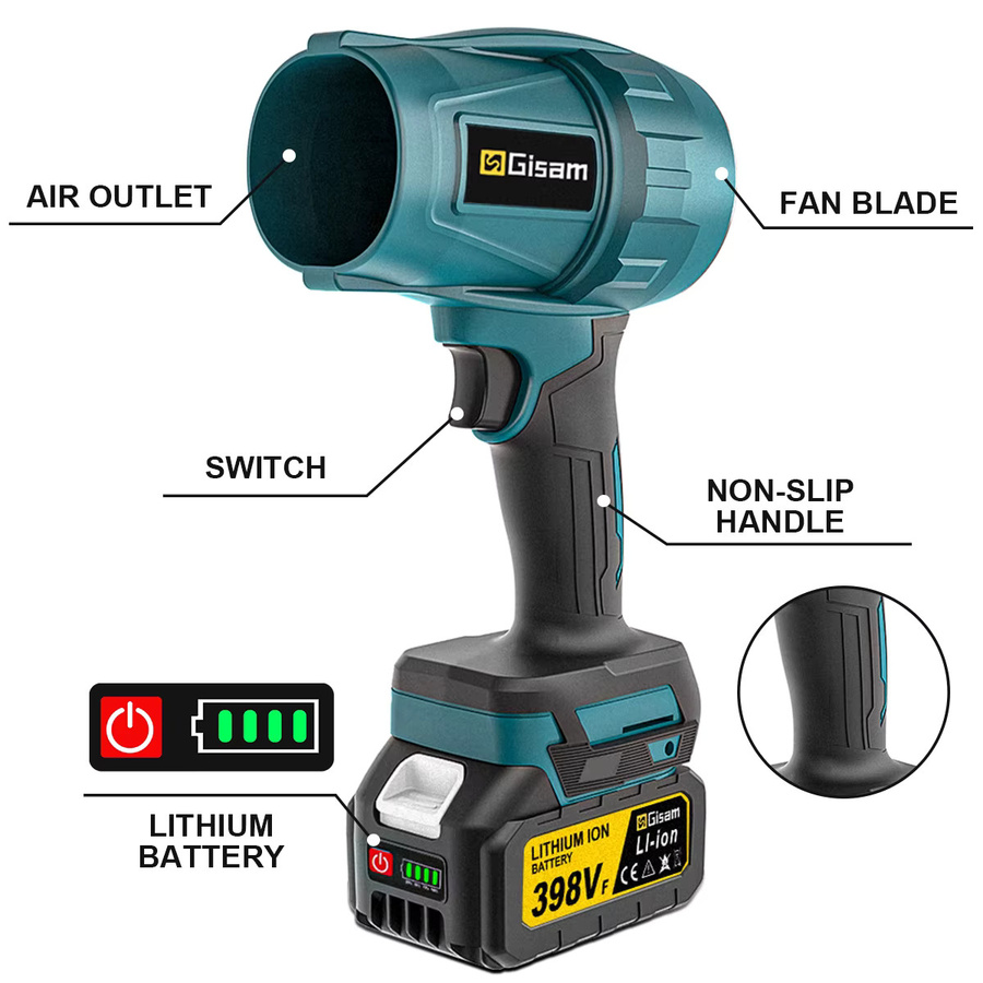 Gisam Bürstenloses Elektro-Turbogebläse Jetventilator als Hochleistungs-Blasgerät für Makita LXT 18V Akku zum Trocknen und Reinigen von Staub, Laub und Schnee - Bild 5
