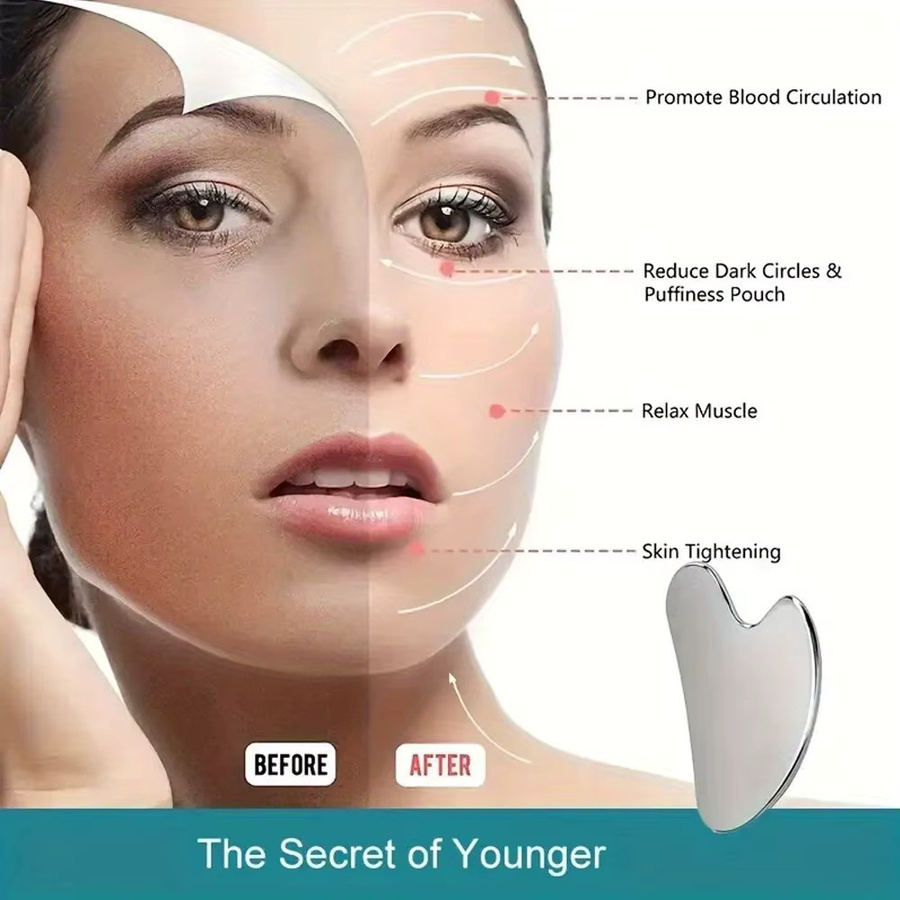 SUOJI Gua Sha Gesichtsmassagegerät aus Edelstahl, Unisex - Bild 2