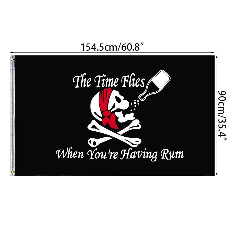 Piratenflagge mit Totenkopf von Pig Boutique, schwarze Polyester-Leinwand-Flagge mit Messingösen, B/H: 150 x 90 cm - Bild 3