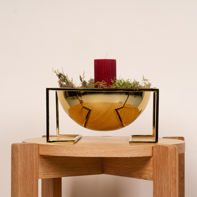 Quadratische Metallschale von BLUME2000 in Gold aus Messing, Breite: 23,3 cm, Tiefe: 23,3 cm, Höhe: 11,5 cm - Bild 1