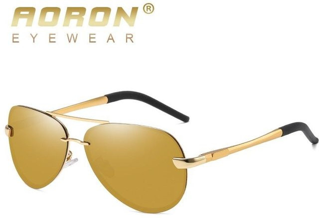 AORON Sonnenbrille Aviator, randlos, Metall, gold, Herren, polarisiert - Bild 1