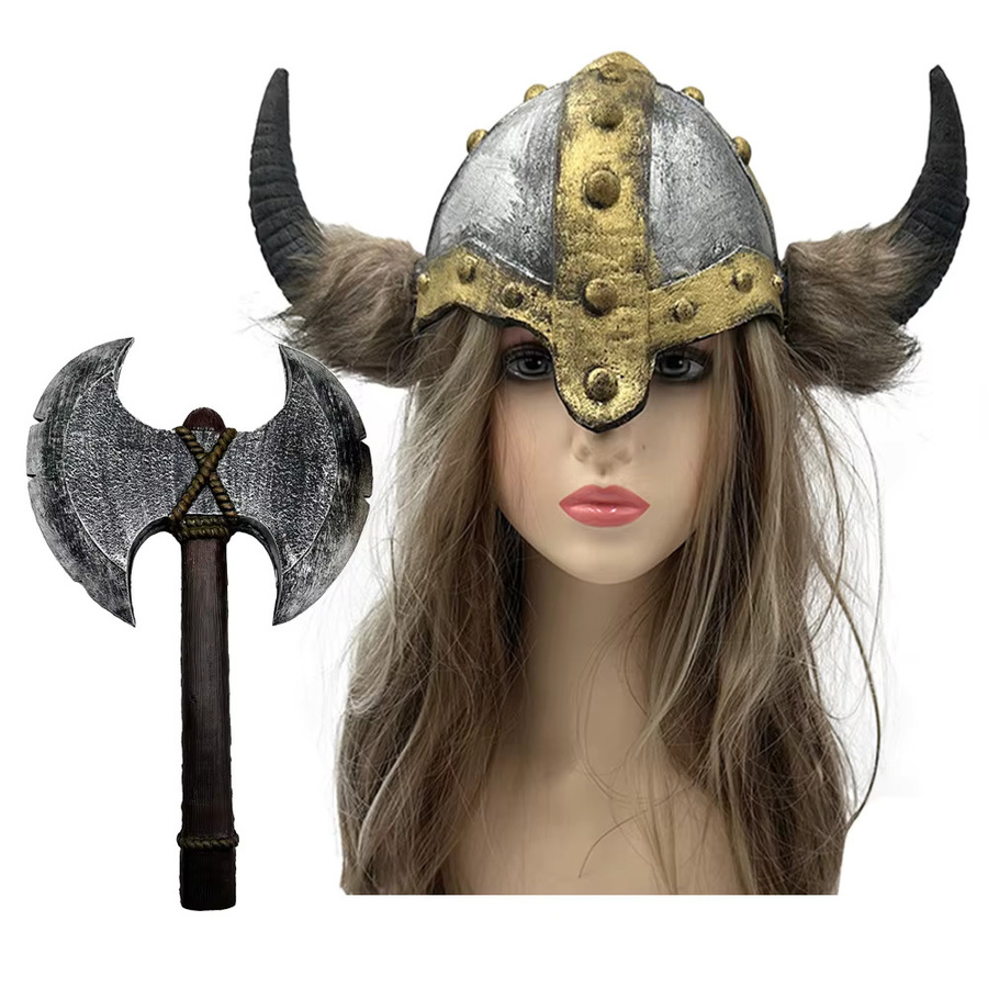 Mittelalterliche Wikinger-Helme mit Hörnern, Berserker-Krieger-Kostüm-Hut, Sallet-Spielzeug - Bild 3