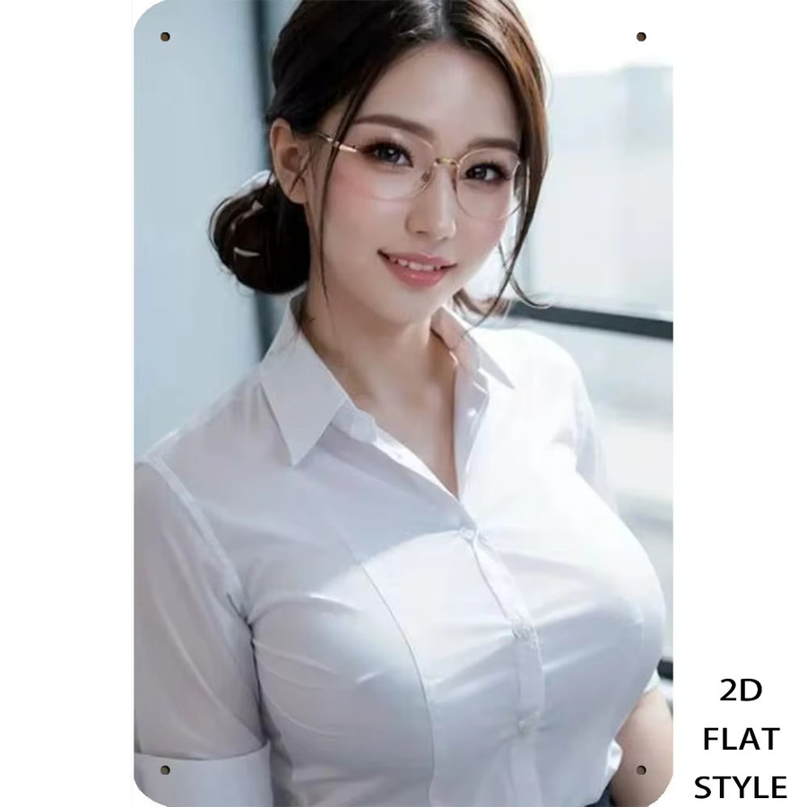CIFBUY Metall-Wandschild Vintage White Shirt Lady Retro-Kunstdekoration, Breite: 20,3 cm, Höhe: 30,5 cm - Bild 3