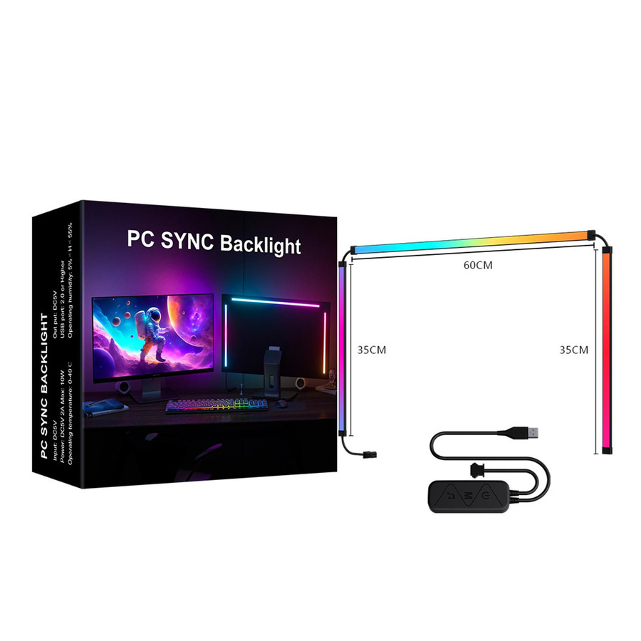 TOMTOP JMS RGB Phantom Ambiance LED-Lichtleiste mit Musikrhythmus-Synchronisation, Multicolor, Breite: 81,28 cm - Bild 4