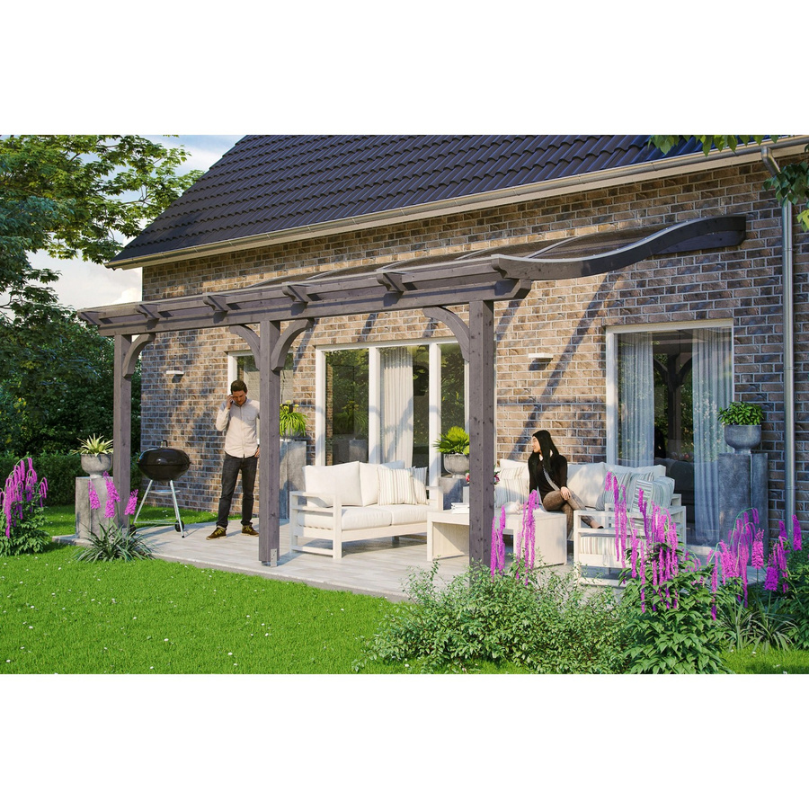 Skan Holz Terrassenüberdachung Venezia aus Leimholz mit Polycarbonat-Dach in Schiefergrau, B: 541 cm, T: 339 cm, H: 301 cm - Bild 2