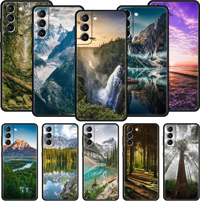 Handyhülle mit Wald, Strand und Sonnenaufgang Motiv für Samsung Galaxy S25 S24 S23 S22 S21 S20 Ultra und S10 Plus in Multicolor - Bild 1