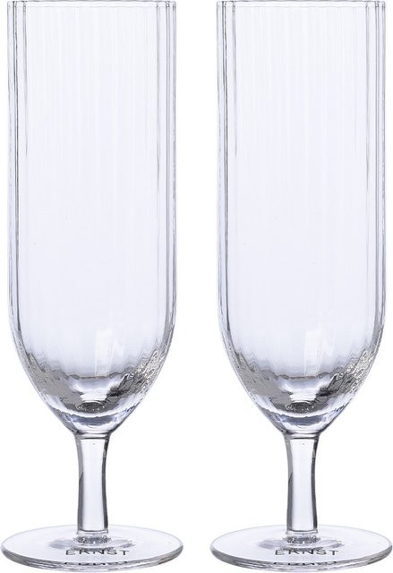 ERNST Prosecco- und Champagnerglas Set, transparent mit Streifenmuster - Bild 1