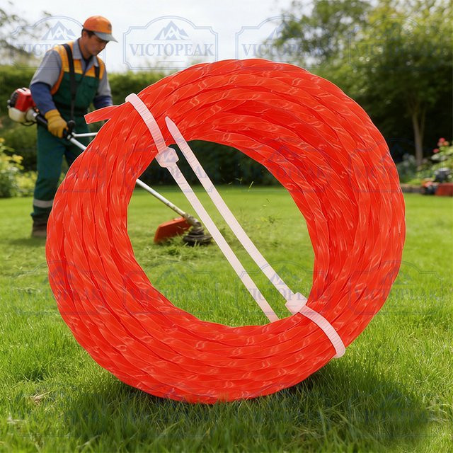 Victopeak Rasentrimmerfaden Gedreht in Orange-Rot, Durchmesser: 3,0 mm, Länge: 5 m - Bild 1