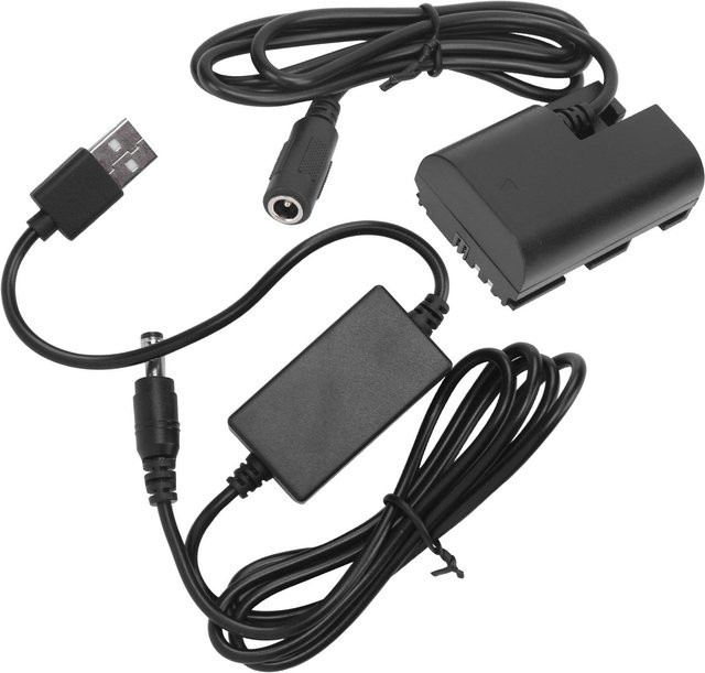 LPE6 Dummy-Akku DC-Koppler Netzteil mit USB-Laufwerkkabel für Canon 5D Mark II 5D Mark III 5D Mark IV 6D 6D Mark II in Schwarz - Bild 1
