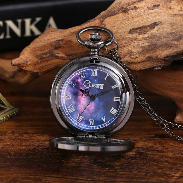 Anhängeruhr Sternengalaxie, Messing, Quarz, Unisex, brown - Bild 1