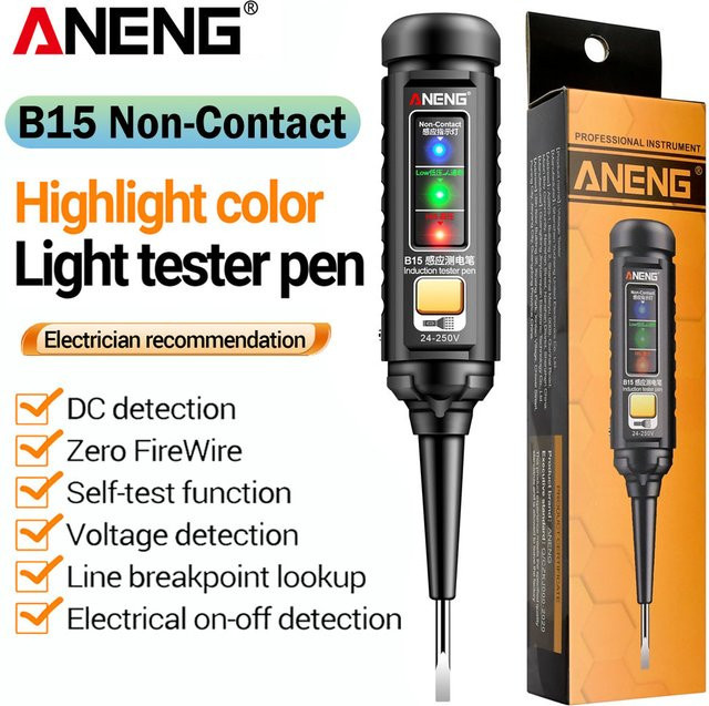 ANENG B15 Induktions-Spannungsprüfer mit Farbanzeige und Licht in Schwarz - Bild 1