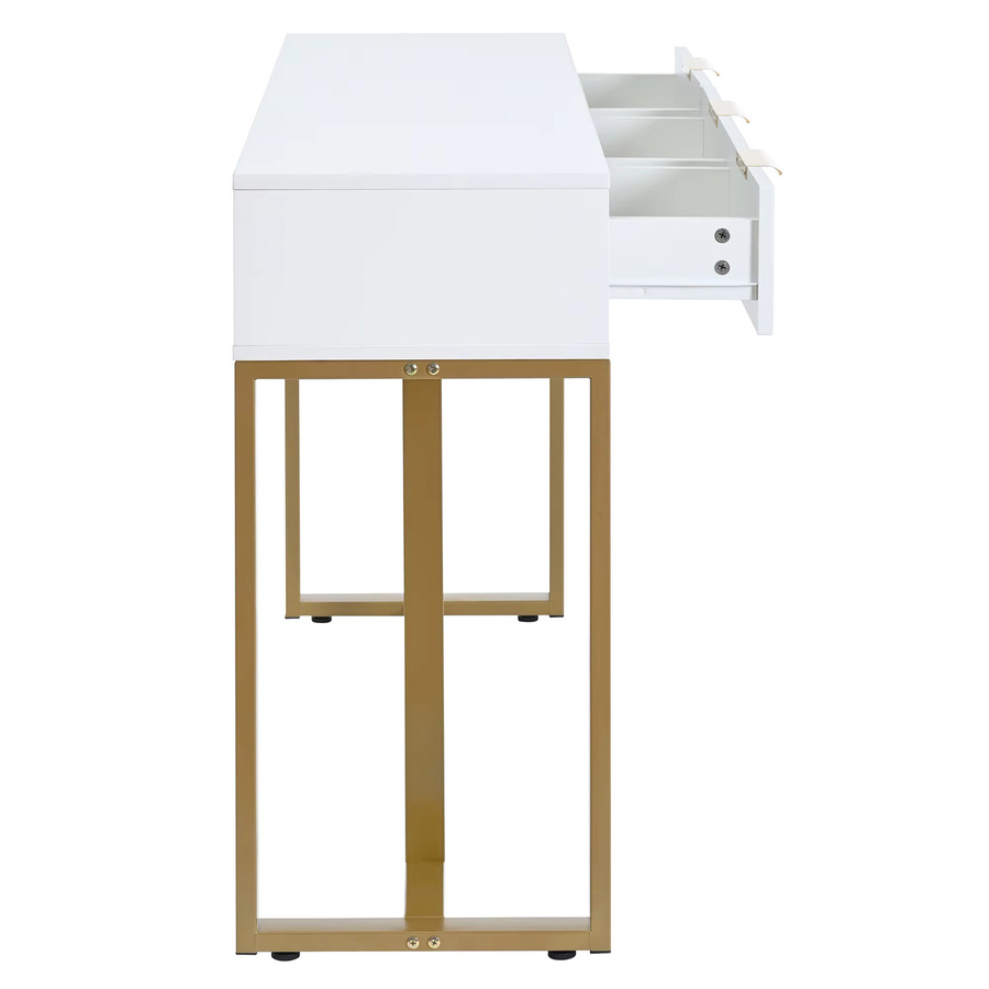 Moderner Konsolentisch von Svintora in Weiß mit goldenen Metallbeinen, rechteckiger Beistelltisch für dein Wohnzimmer - Bild 2