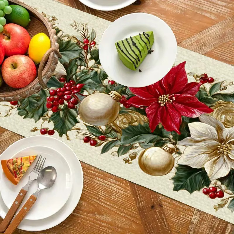 VIKAMA Weihnachts-Tischläufer mit Beeren-Design, rechteckig, mehrfarbig, maschinenwaschbar, B: 90 cm, H: 33 cm, T: 33 cm - Bild 3