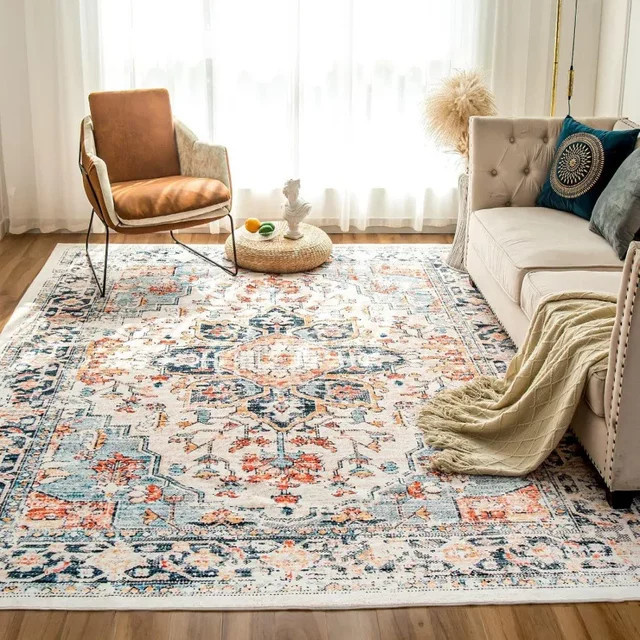 VIKAMA Persischer Nationalstil Schlaufenstapel-Teppich schmutzabweisend für Wohnzimmer und Heimdekoration - Bild 1