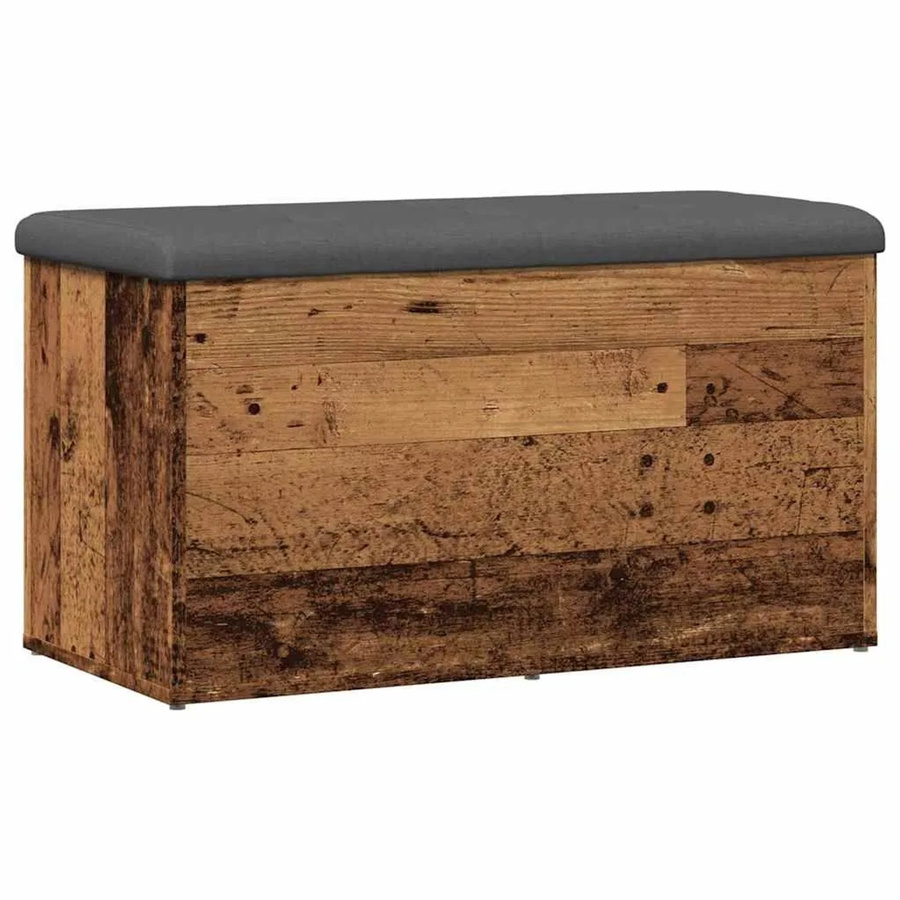vidaXL Sitzbank mit Stauraum in Altholz-Optik, Farbe Grau/Braun, B/T/H: 82 x 42 x 45 cm - Bild 2