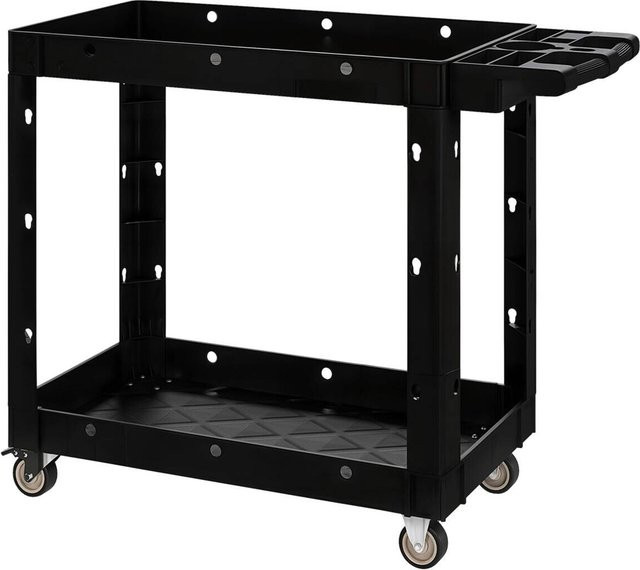 HOMCOM Werkstatt-Rollwagen mit 2 Etagen in Schwarz, B/H/T: 43,5 x 84,5 x 102,6 cm, belastbar bis 227 kg - Bild 3