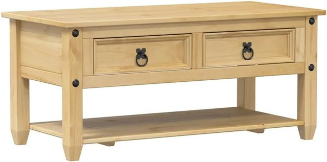 vidaXL Couchtisch Corona aus Massivholz Kiefer mit Schubladen, Beige, B/T/H: 100 x 48 x 45 cm - Bild 1