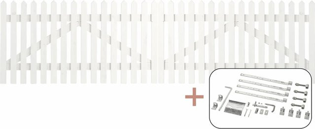 Plus Skagen Lux Doppeltor aus Nadelholz in Weiß, Breite: 300 cm, Höhe: 80 cm - Bild 1