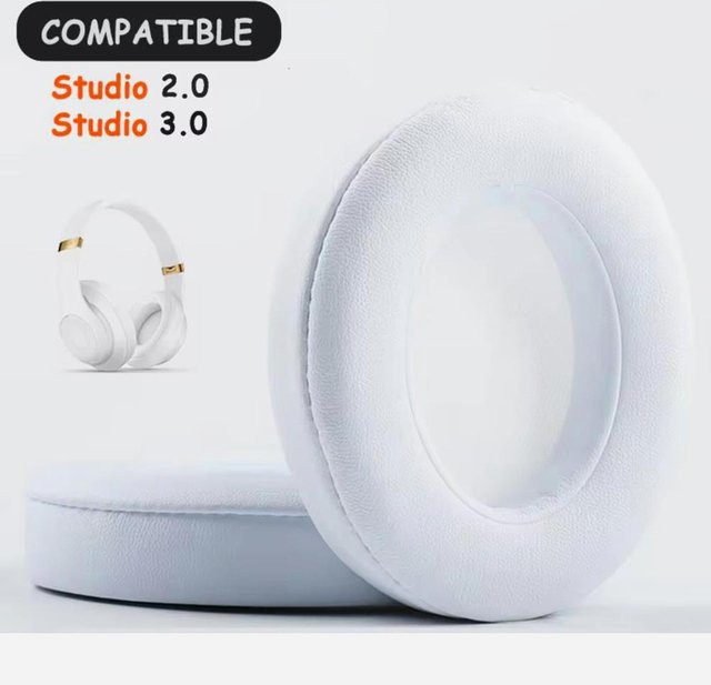 Ersatz-Ohrpolster aus Proteinleder für Beats Studio 2.0 und Studio 3.0 Kopfhörer in Weiß - Bild 1