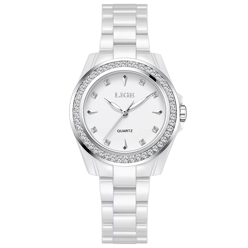LIGE TOP Armbanduhr, Quarz, Keramik, Diamantbesetzt, Damen - Bild 4