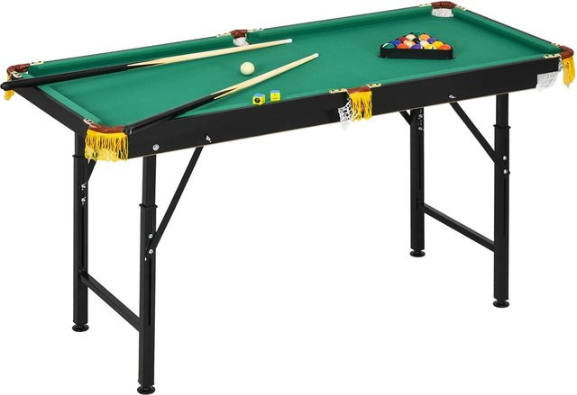 SPORTNOW Billardtisch klappbar aus Stahl mit Zubehör in Grün, B/T/H: 140 x 63 x 55-75 cm - Bild 1