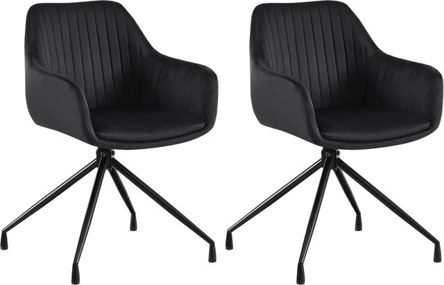 2er Set Esszimmerstühle DELUKE MILON in Schwarz mit Samt und Kunstleder, B/T/H: 58 x 58 x 81 cm - Bild 1