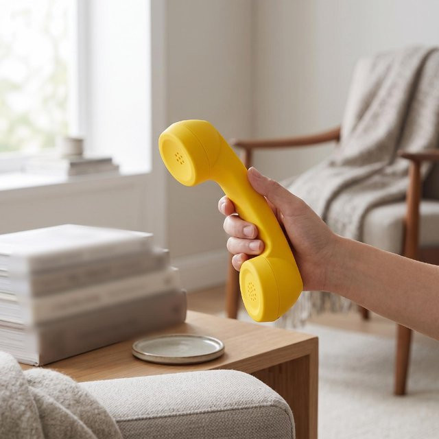KONNWEI Retro-Telefonhörer Kabelloser Bluetooth-Ohrhörer mit HD-Lautsprecher in Gelb - Bild 1