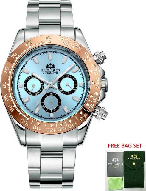 PAULAREIS P Armbanduhr Automatik, Edelstahl, Gold, Blau, Herren - Bild 1