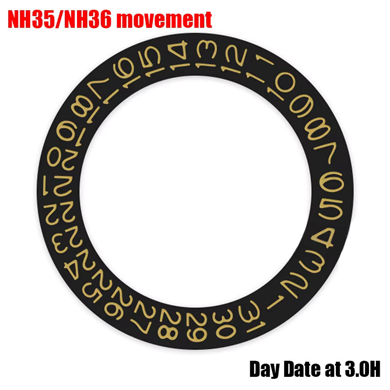 CAOWTAN Kalenderscheibe für NH35 NH36 Uhrwerk, Schwarz, Unisex - Bild 2
